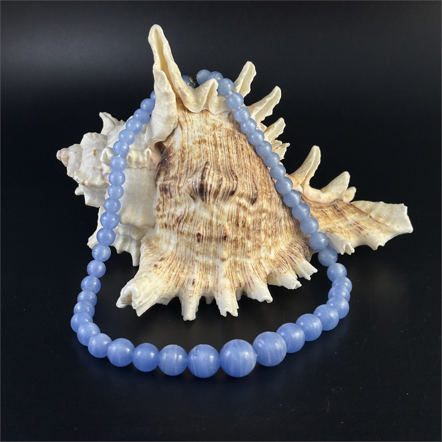 Короткие чешские бусы из голубого стекла, 36 см, 1950-е гг. 002054