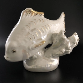 Статуэтка «Карп», Дулёво, фарфор, СССР, 1955-й г. 001921