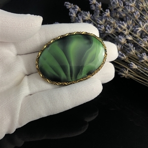 Чешская брошь «Малахит» из глушёного стекла, 1970-е гг. 001501 - фото 16422