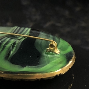 Чешская брошь «Малахит» из глушёного стекла, 1970-е гг. 001501 - фото 16425