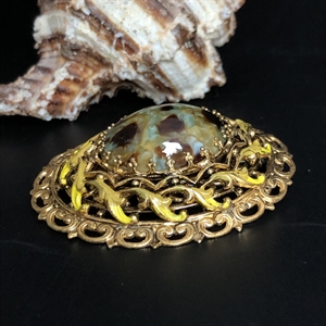 Чешская брошь с художественным стеклом, 1960-е гг. 000572 - фото 17087