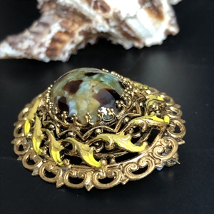 Чешская брошь с художественным стеклом, 1960-е гг. 000572 - фото 17089