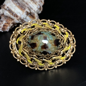 Чешская брошь с художественным стеклом, 1960-е гг. 000572 - фото 17090