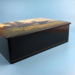 Шкатулка «Зубры», Федоскино, папье-маше, СССР, 1960-е гг. 001823