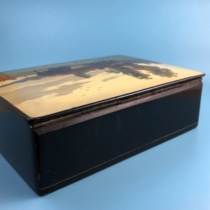 Шкатулка «Зубры», Федоскино, папье-маше, СССР, 1960-е гг. 001823
