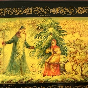 Шкатулка «Морозко», Мстера, папье-маше, СССР, 1980-е гг. 001200 - фото 19476