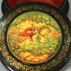 Шкатулка «Сказка», Мстера, папье-маше, СССР, 1980-е гг. 001197 - фото 19572