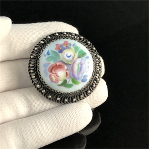 Брошь «Финифть», СССР, 1970-1980-е гг. 001828 - фото 20572