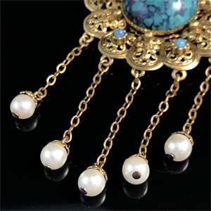 Чешская брошь с подвесками , 1970-е гг. 001853 - фото 20814