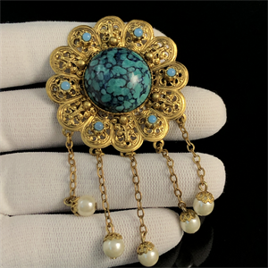 Чешская брошь с подвесками , 1970-е гг. 001853 - фото 20815