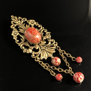 Чешская брошь с подвесками , 1970-е гг. 001887 - фото 21012