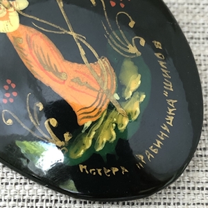Винтажная лаковая брошь-миниатюра «Рябинушка», Мстёра, СССР, 1980-90 гг. 001339 - фото 2115