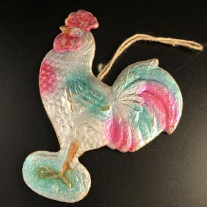 Советская ёлочная игрушка «Петушок», объёмный картонаж, СССР, 1950-е гг. 001912