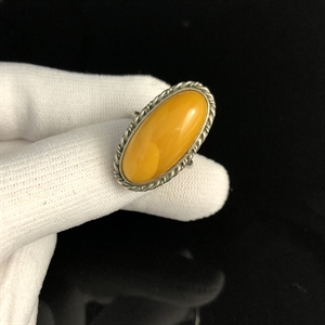 Винтажное кольцо с натуральным природным янтарем, СССР, 1980-е гг. 001554 - фото 2154