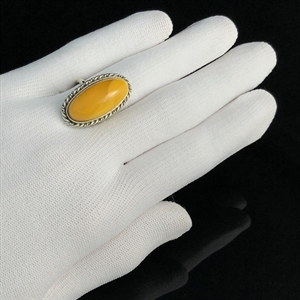 Винтажное кольцо с натуральным природным янтарем, СССР, 1980-е гг. 001554 - фото 2156