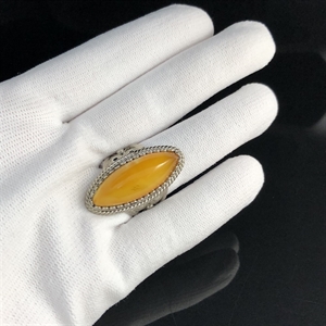 Винтажное кольцо с натуральным природным янтарем, СССР, 1980-е гг. 001653 - фото 2161