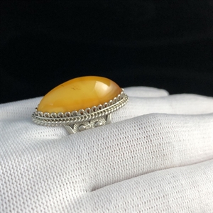 Винтажное кольцо с натуральным природным янтарем, СССР, 1980-е гг. 001653 - фото 2163