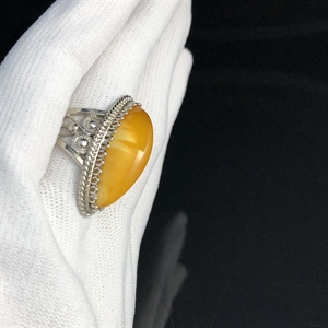 Винтажное кольцо с натуральным природным янтарем, СССР, 1980-е гг. 001653 - фото 2164