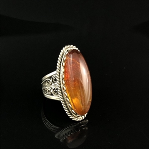 Винтажное кольцо с натуральным природным янтарем, СССР, 1980-е гг. 001678 - фото 2170