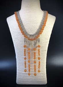 Мельхиоровое колье с прессованным янтарем, СССР, 1970-е гг. 001935 - фото 21904