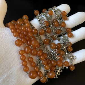 Мельхиоровое колье с прессованным янтарем, СССР, 1970-е гг. 001935 - фото 21909