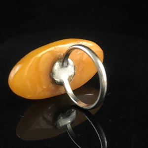 Винтажное кольцо с натуральным природным янтарем, СССР, 1980-е гг. 001957 - фото 22273