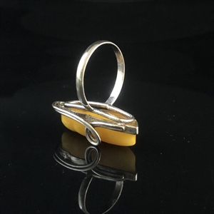 Винтажное кольцо с натуральным природным янтарем, СССР, 1980-е гг. 001958 - фото 22285