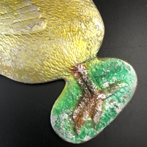 Советская ёлочная игрушка «Цыплёнок», объёмный картонаж, СССР, 1940-е гг. 001967 - фото 22444