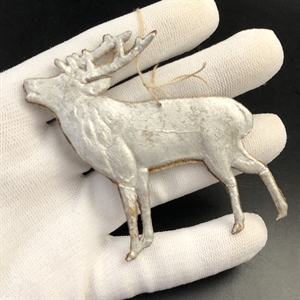 Антикварная ёлочная игрушка Олень, объёмный картонаж, СССР, 1940-е гг. 001969 - фото 22482