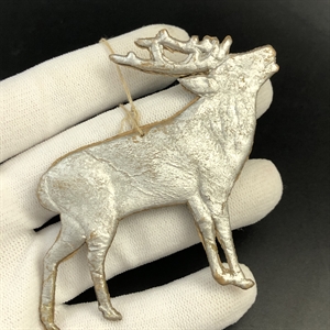 Антикварная ёлочная игрушка Олень, объёмный картонаж, СССР, 1940-е гг. 001969 - фото 22483