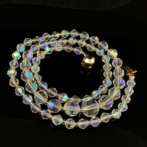 Чешские бусы с покрытием Aurora Borealis, 63 см, 1980-е гг. 001973 - фото 22535