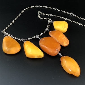 Колье из мельхиора с природным балтийским янтарём, СССР, 1980-е гг. 001980 - фото 22657