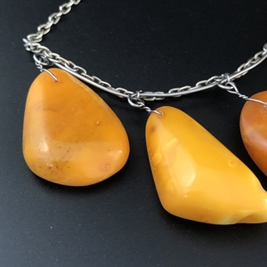 Колье из мельхиора с природным балтийским янтарём, СССР, 1980-е гг. 001980 - фото 22658