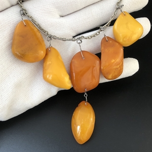 Колье из мельхиора с природным балтийским янтарём, СССР, 1980-е гг. 001980 - фото 22661