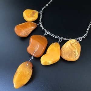 Колье из мельхиора с природным балтийским янтарём, СССР, 1980-е гг. 001980 - фото 22665