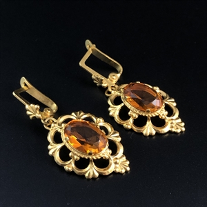 Серьги «Золото осени», завод «Красная Пресня» , СССР, 1980-е гг. 001991 - фото 22829