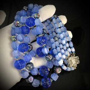 Трехрядное чешское колье из сатинового стекла, Чехословакия 1970-е гг. 001994 - фото 22882