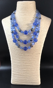 Трехрядное чешское колье из сатинового стекла, Чехословакия 1970-е гг. 001994 - фото 22885