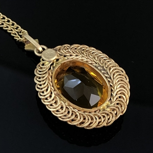 Чешский кулон на цепочке «Цитрин», 1970-е гг. 001995 - фото 22899