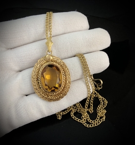 Чешский кулон на цепочке «Цитрин», 1970-е гг. 001995 - фото 22900