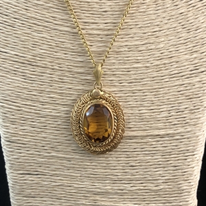 Чешский кулон на цепочке «Цитрин», 1970-е гг. 001995 - фото 22902