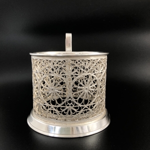 Подстаканник «Скань», Промартель Мстёра, мельхиор, серебрение, СССР, 1968 год 001998 - фото 22998