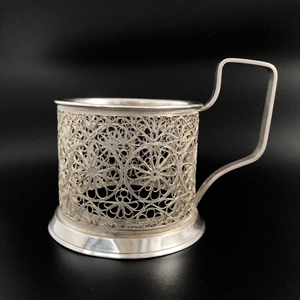 Подстаканник «Скань», Промартель Мстёра, мельхиор, серебрение, СССР, 1968 год 001998 - фото 22999