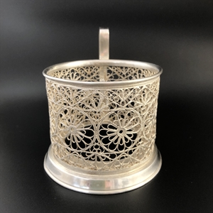 Подстаканник «Скань», Промартель Мстёра, мельхиор, серебрение, СССР, 1968 год 001999 - фото 23012