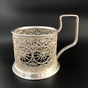 Подстаканник «Скань», Промартель Мстёра, мельхиор, серебрение, СССР, 1968 год 001999 - фото 23013