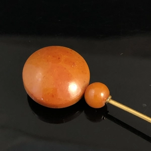 Шляпная булавка с прессованным янтарем, СССР, 1980-е гг 002003