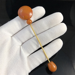 Шляпная булавка с прессованным янтарем, СССР, 1980-е гг 002003 - фото 23081