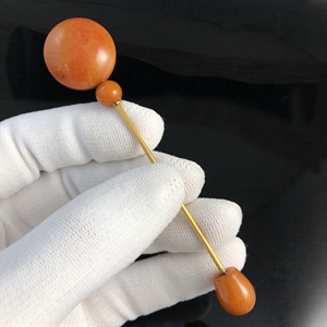 Шляпная булавка с прессованным янтарем, СССР, 1980-е гг 002003 - фото 23082