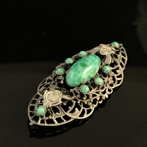 Винтажная чешская брошь с пекинским стеклом, 1960-е гг. 002004 - фото 23093