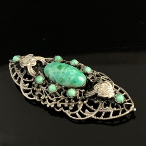 Винтажная чешская брошь с пекинским стеклом, 1960-е гг. 002004 - фото 23094